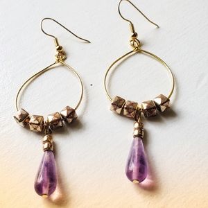 Handmade boho gold tone hoop earrings